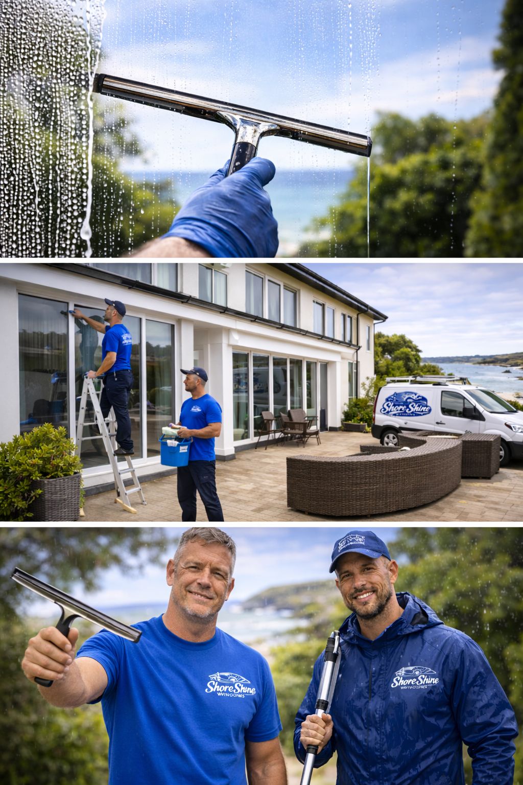 Shore Shine team cleaning large property windows
