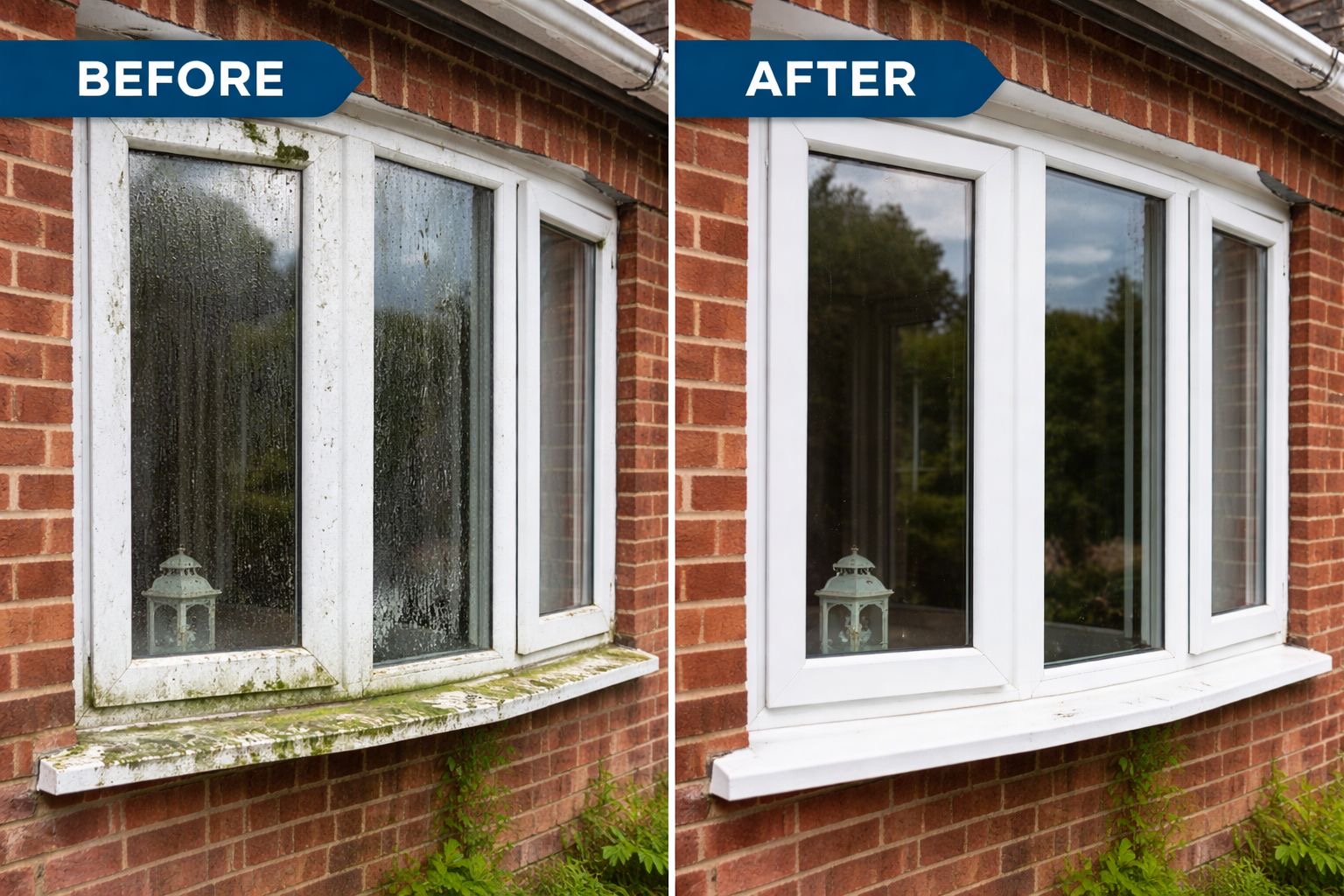 Before and after window cleaning comparison